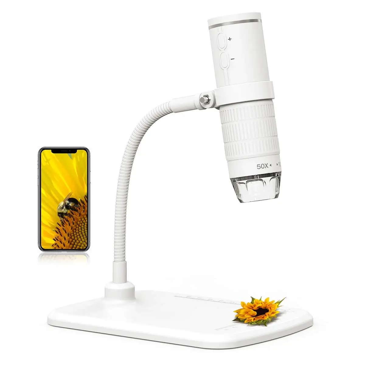 

Цифровой микроскоп с Wi-Fi, HD 1080P, разрешение от 50 до 1000x, эндоскоп с беспроводным увеличением, светодиодный камер с обновленной подставкой