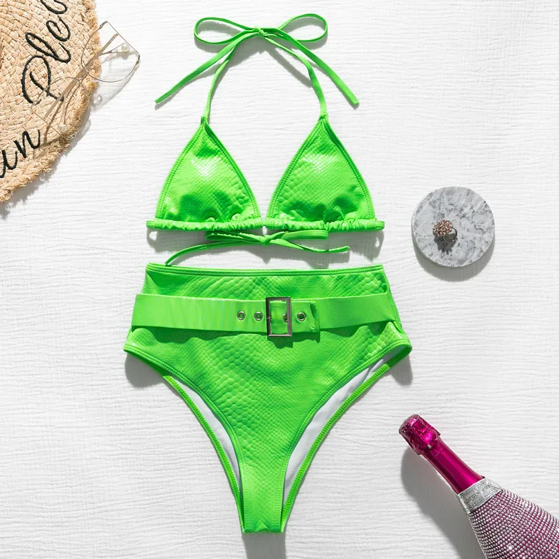 Misswim, сексуальный комплект бикини с высокой талией,, купальник с поясом, женский купальник, пуш-ап, треугольный бикини, купальник, Женская пляжная одежда, новинка - Цвет: 5