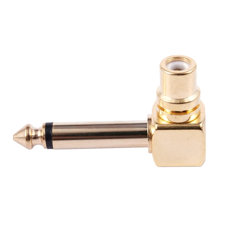 2-PACK RCA Female Jack to 1/4 inch Mono Male Plug Right Angle o Adapter gold | Электроника