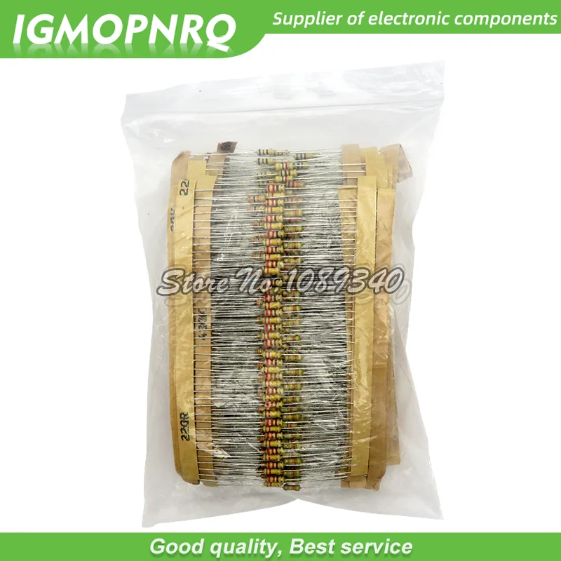 

860pcs/lot Carbon Film Resistor Kit 1/4W 5% resistors assorted kit set 43values*20pcs Resistance 1R - 1M Ohm 0.25W resistor pack