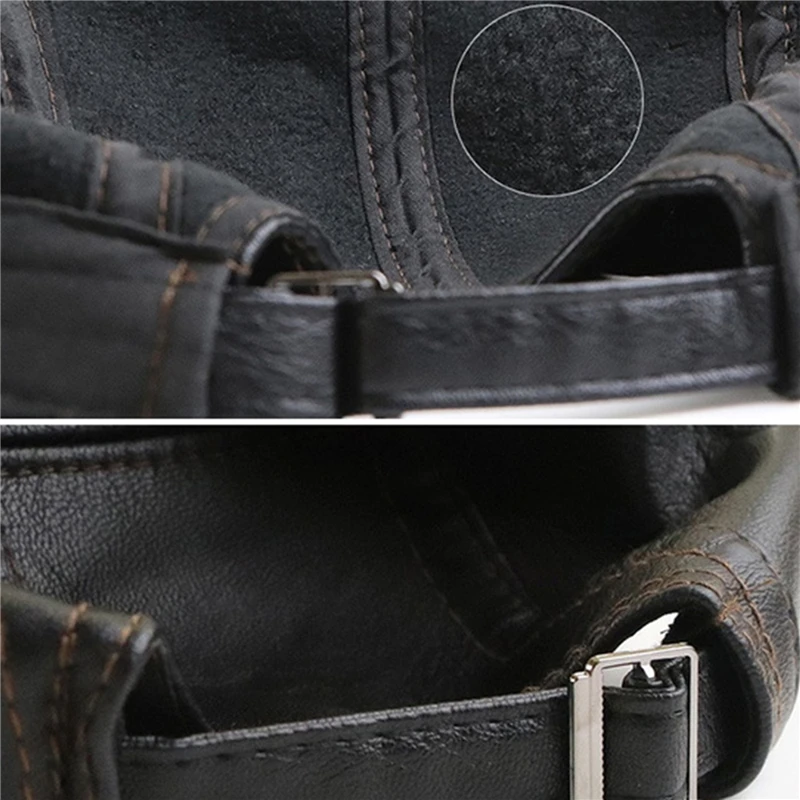 Кепка из искусственной кожи ветрозащитная с боковыми ремешками | Аксессуары для