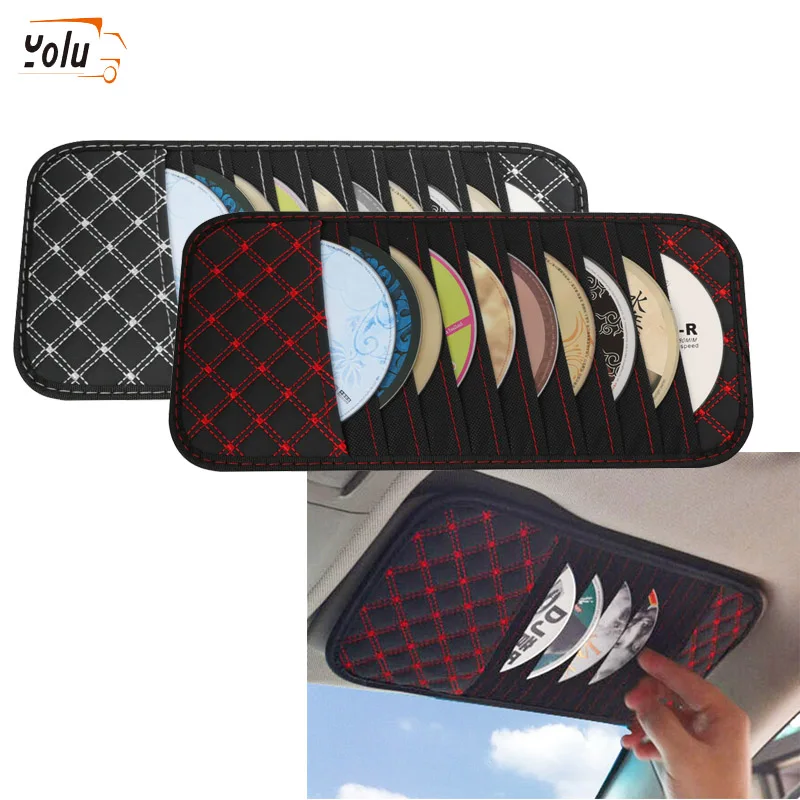 YOLU из искусственной кожи авто солнцезащитный козырек очки CD держатель Клип сумка
