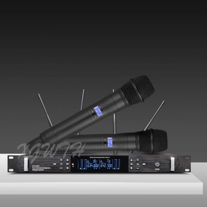 구매 UR4D Beta87 듀얼 채널 디지털 무선 마이크 시스템 UHF 진정한 다이버시티 가라오케 오디오 DJ 무대용 다이나믹 헤드헬드 마이크