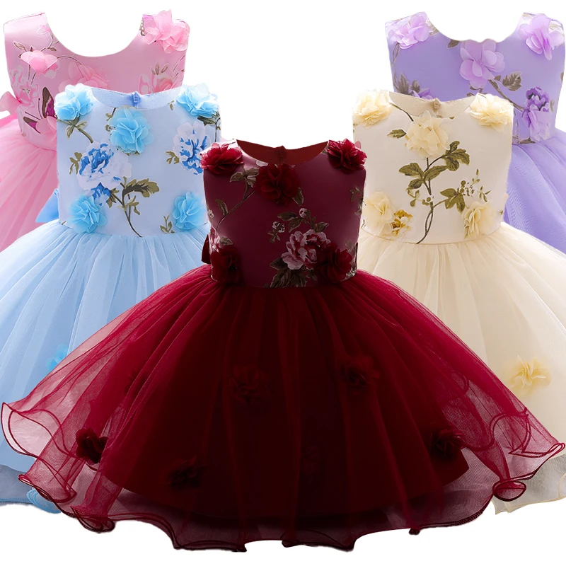 

Baby Girl Clothes Summer Dresses 1 Year Pink Tutus Newborn Christening Princess Vestidos Toddler Birthday Party Children Baptism