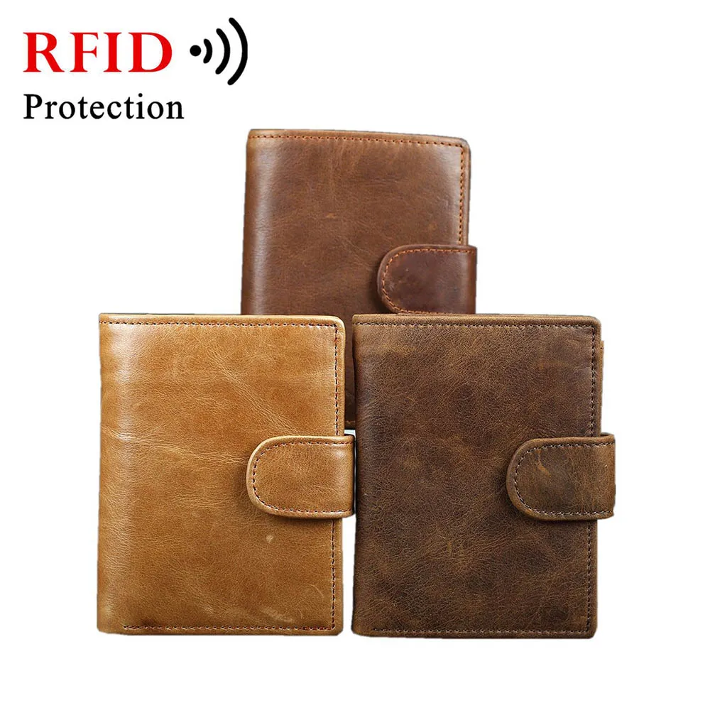Кошелек мужской из натуральной кожи с RFID защитой и застежкой|Мужские кошельки| |