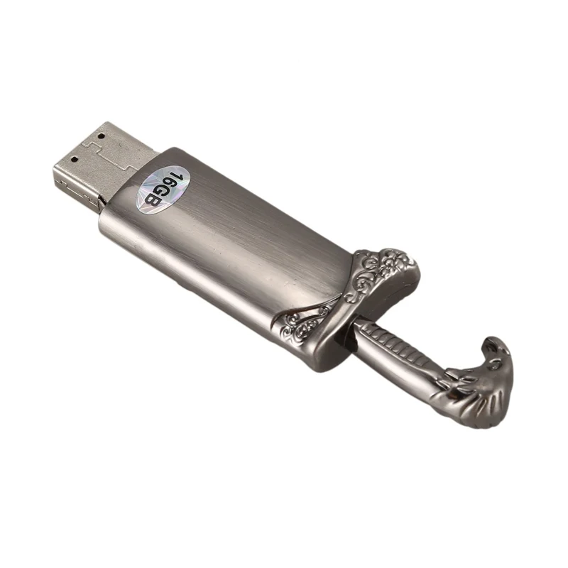 USB 2,0 металлический Меч Модель флэш-карты памяти хранения флеш-накопитель пистолет-черный, 16GB