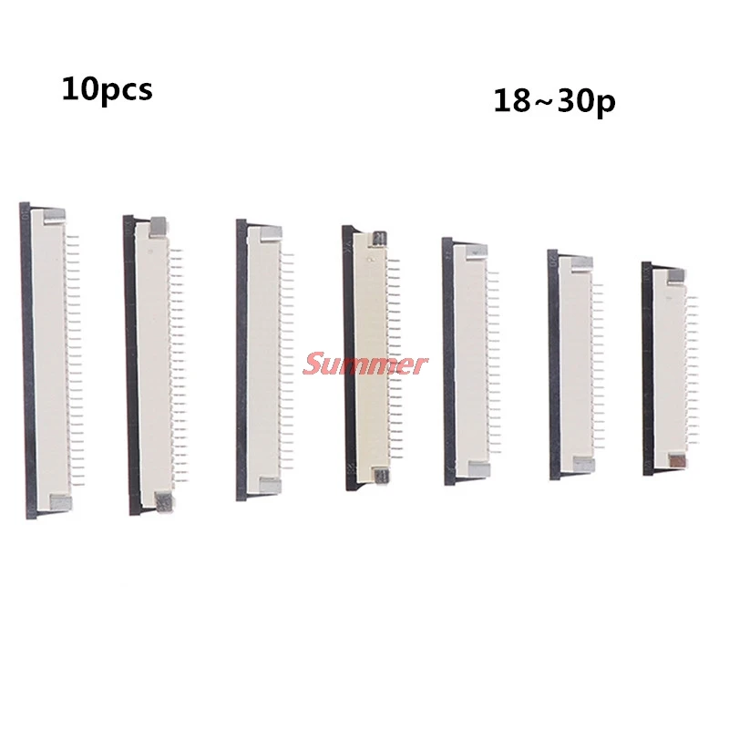 

10pcs Popular 18/20/22/28/30P 1mm Pitch Under Clamshell Socket FPC FFC Flat Cable Connector
