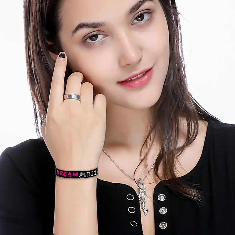 

1Pcs Dream Inspire Create Believe Inspirational Bracelets Motivational Messages Silicone Wristbands Ladies Size Holiday Jewelry