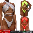 Hirigin Cossbody Bandage из двух предметов, женский купальник, блестки, стринги, комплект бикини, Мягкий купальник, женский купальный костюм, 2020
