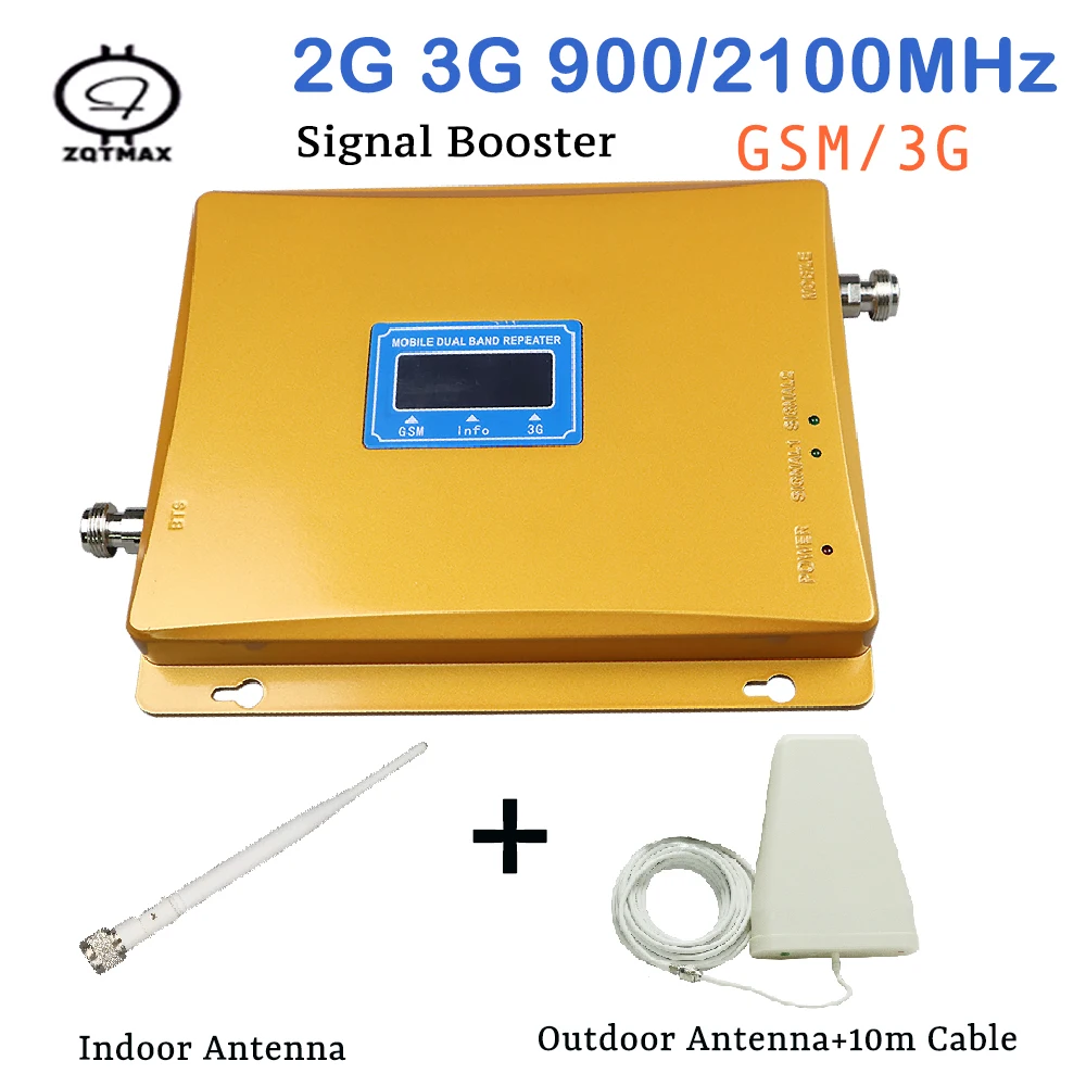 ZQTMAX gsm 3g ретранслятор 2G Мобильный усилитель сигнала 900 2100 UMTS WCDMA сотовый с антенной
