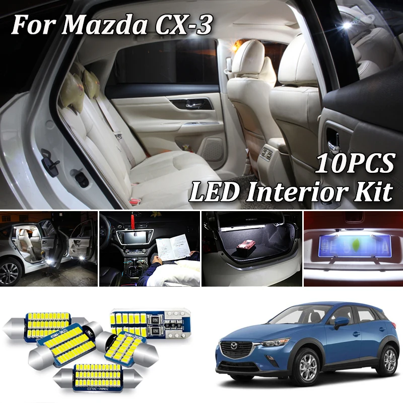 10 шт. белые светодиодные с Canbus салона светильник s комплект для Mazda CX 3 CX3 2015 2016 2017 2018