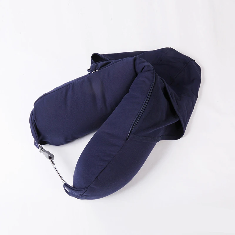 Navy Blue Чистый хлопок, подушка для путешествий, высокое качество, поддержка шеи и талии, подушка из пены с памятью, с мягким капюшоном, подушка для самолета, для путешествий - Цвет: Navy Blue