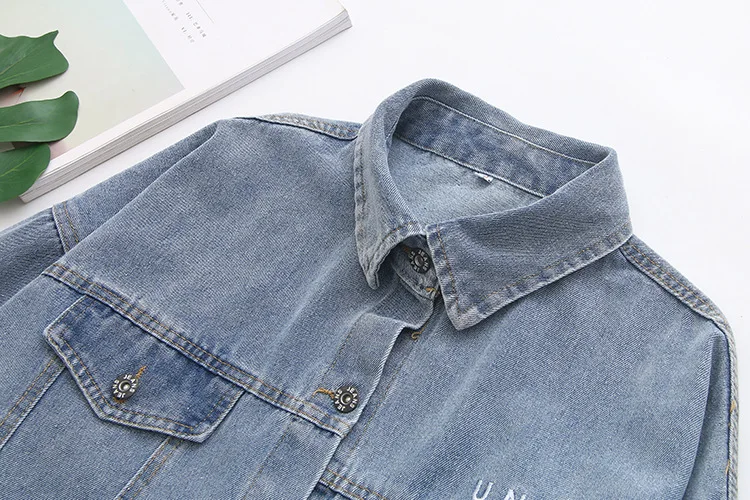 Повседневная джинсовая куртка размера плюс 2019 осенняя одежда модные свободные