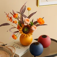 table luxury flower vase nordic style ceramic modern round design vases green aesthetic jarrones home living room decoration