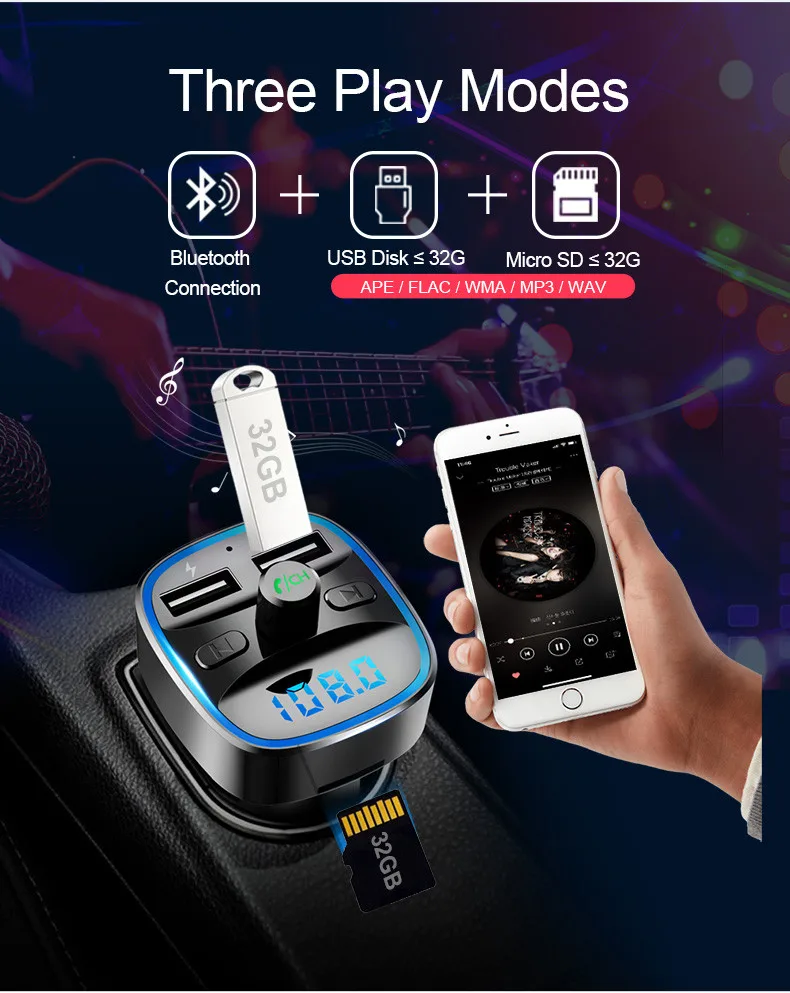 CARPRIE FM Transmitter Wireless Handsfree Audio Receiver Car MP3 Player TF 3.1A USB Fast Charger Accessories Bluetooth 5.0 | Мобильные