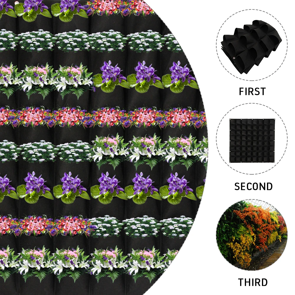 Черные настенные сумки для посадки 64 кармана сумка выращивания растений