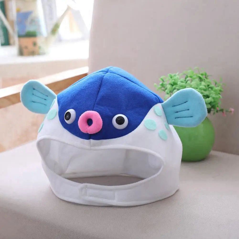 Взрослая забавная рыба фугу головной убор Globefish плюшевая шапка вечерние головные
