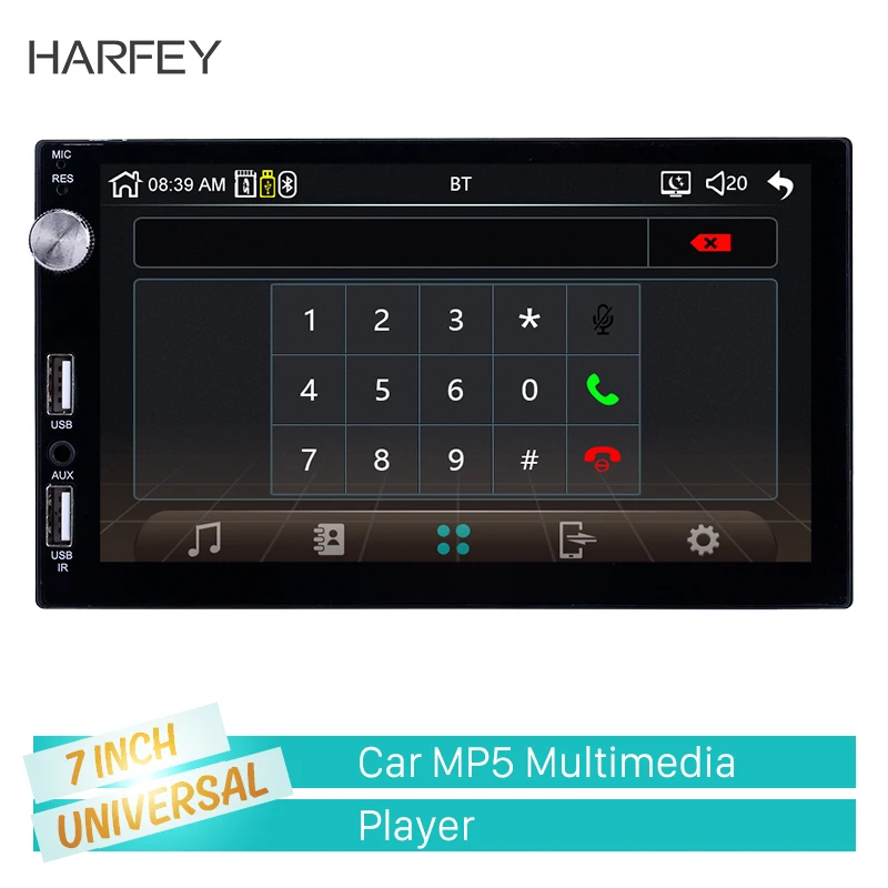 Harfey Универсальный MP5 плеер Радио Bluetooth Музыка 7 ''Поддержка IOS IPhone Siri микрофон