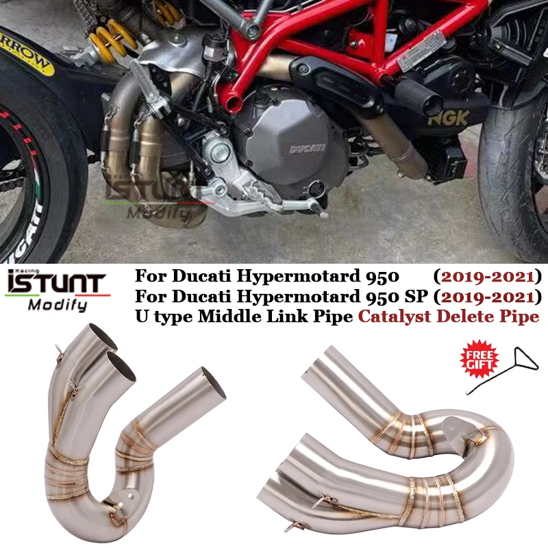 For Ducati Hypermotard 950 Motorcycle Exhaust Modified Middle Link Pipe Catalyst Delete Pipe Slip On Ducati Hypermotard 950 SP