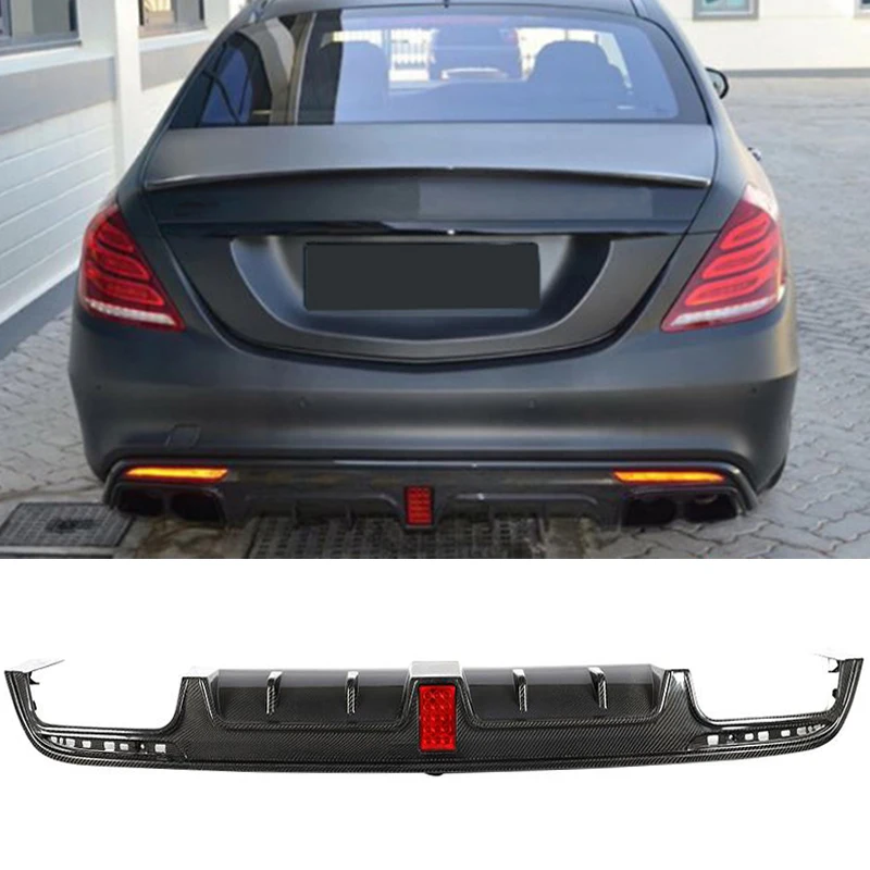 Фото Диффузор заднего бампера из углеродного волокна для Mercedes Benz S Class S63 S65 AMG Sport Sedan 2014-2017 задний диффузор для губ №2