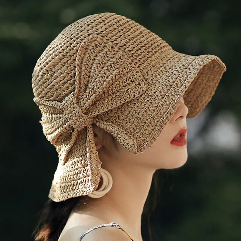 Пляжная шляпа s Lady соломенная женская летняя Солнцезащитная Панама для