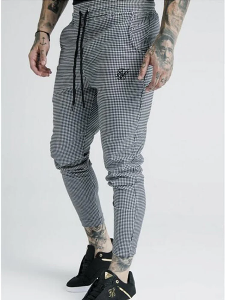 

Men's Fashion 2020 Summer New Plaid Sik Silk Printing Casual Sports Trousers Men Street Hip Hop Fashion Slim Pants Polyester