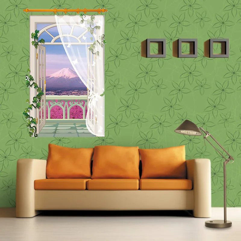 

Removable 3D wall sticker window Lavender creative sticker bedroom living room mural PVC waterproof decoration sticker