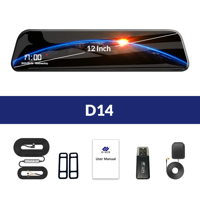 E-ACE 12 дюймов Android 4G DVR Автомобильная камера Android gps навигация автомобильный видеорегистратор с Bluetooth WiFi ADAS Автомобильный регистратор