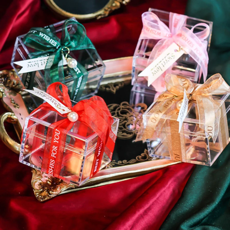 6 шт. прозрачная акриловая коробка для цветов Подарочная Свадебный декор на День