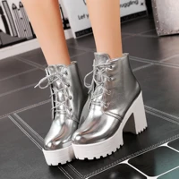 2021 winter autumn ladies martin boots british style high heels female botas lace up shoes for women