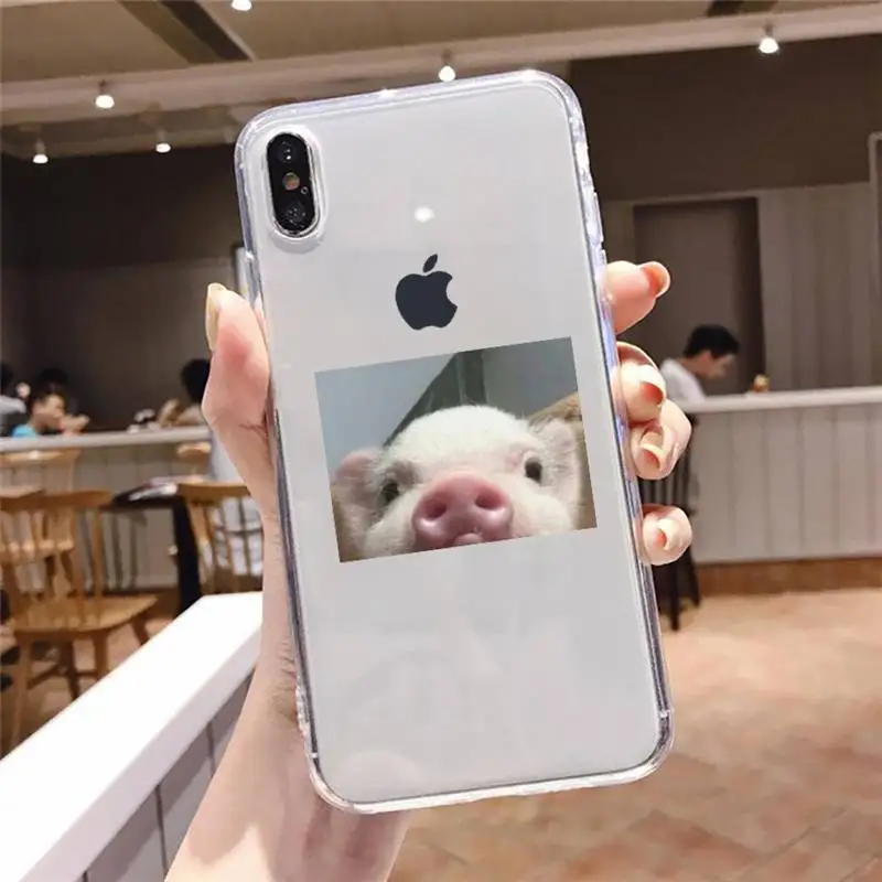 

Cute Little Pink Pet Pig animal Phone Case Transparent for iPhone 6 7 8 11 12 s mini pro X XS XR MAX Plus