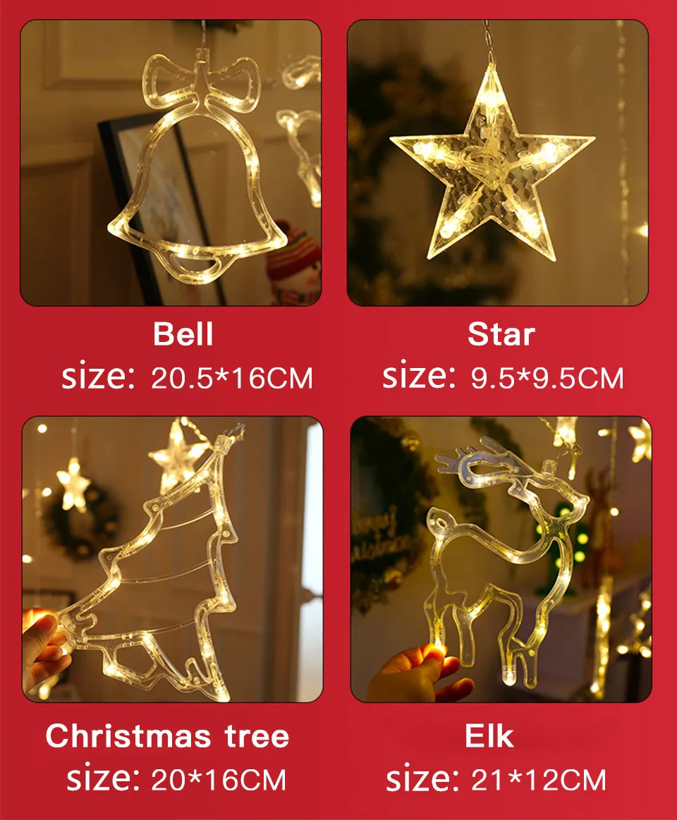 Светодиодные занавески для рождественской комнаты декоративные светодиодные