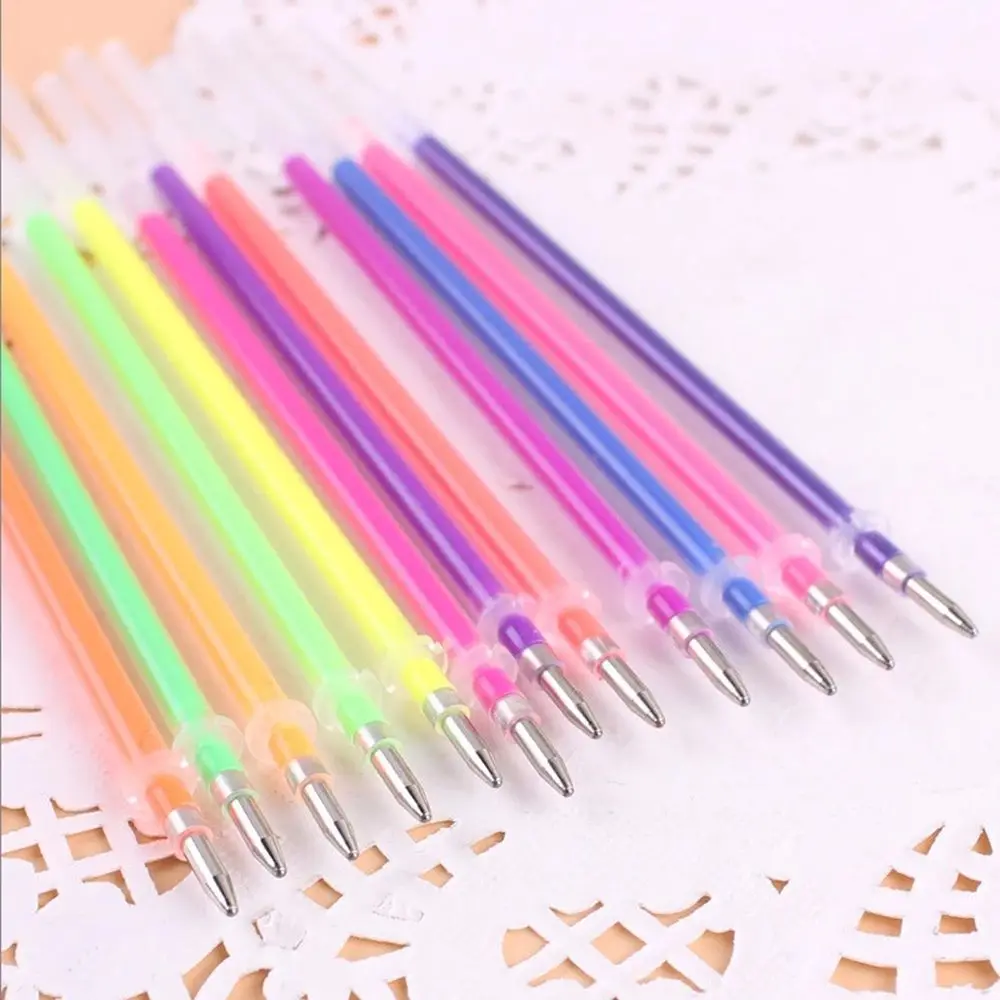 

12 шт./компл. гелевая ручка, сменные стержни для офисных цветов, блестящие стержни, чернила, офисные и школьные канцелярские принадлежности д...