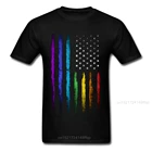 Футболка с американским радужным флагом, Мужская футболка для геев, черная футболка, летниеосенние Топы и футболки, одежда на заказ, вырез лодочкой, 100% хлопок