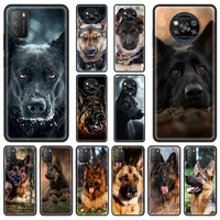 german shepherd dog luxury phone case for xiaomi poco x3 nfc m3 f3 mi note 10 lite 11 10t pro 5g 9t silicone black cover coque