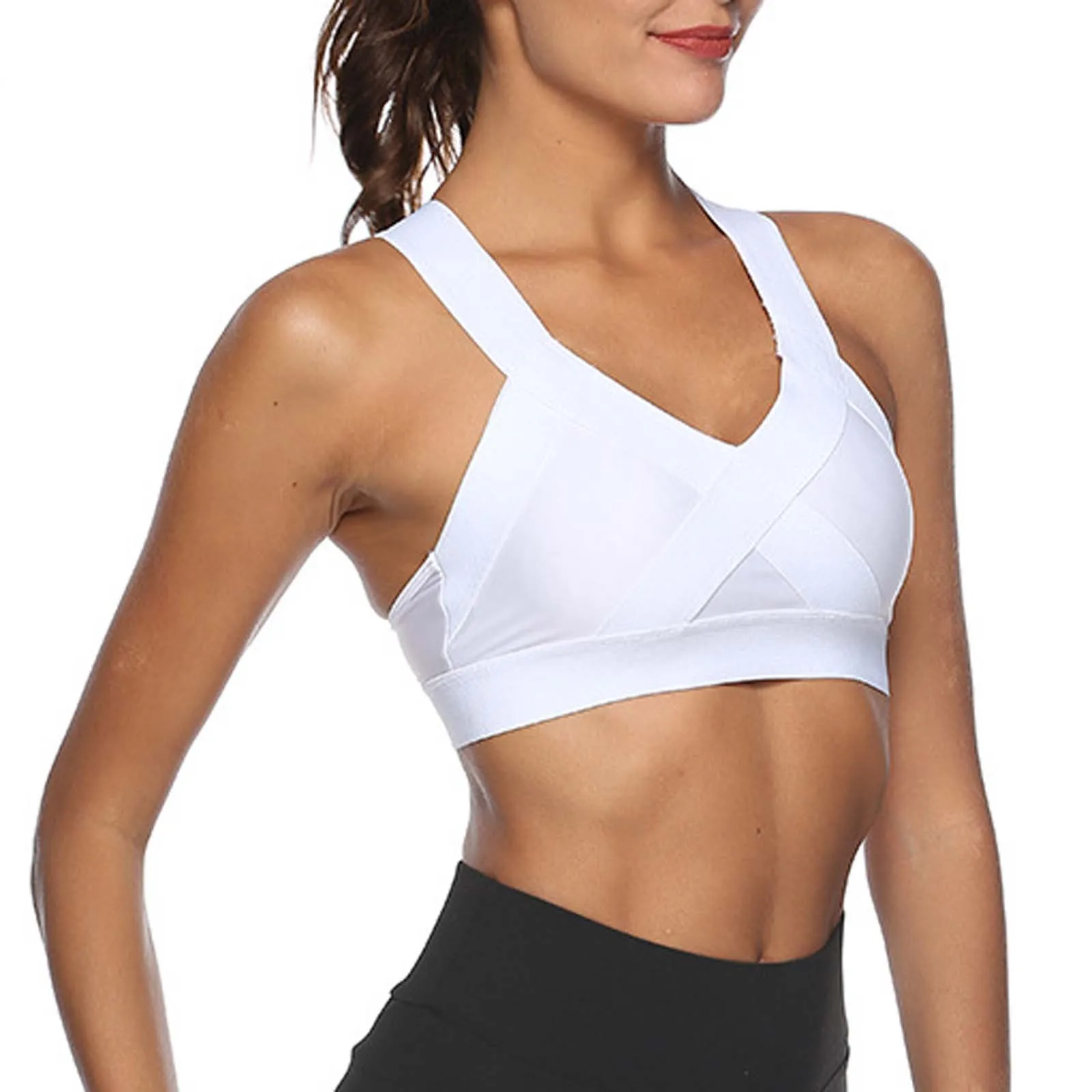 

Women Seamless Corset Top Hollow Back Fitness Shock Absorption Underwear Workout Gym Pure Color Sports Vest Tank Tops R4