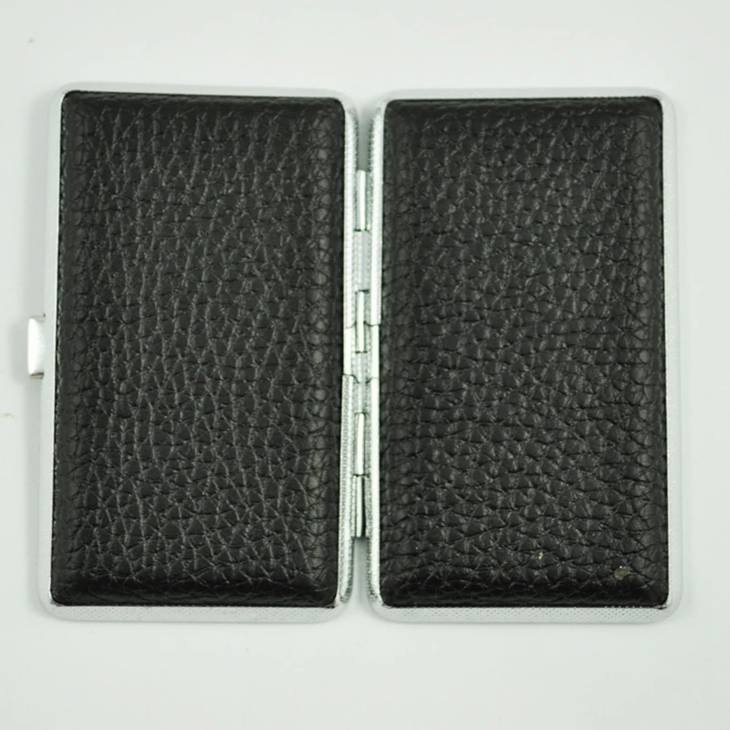 SODIAL(R) металлическая рамка черная коробка из искусственной кожи для хранения