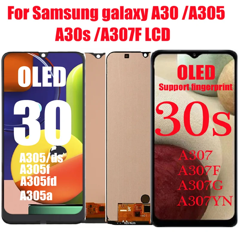 SM-A305F LCD para Samsung galaxy a30, a305, a305fn, a307f, a3030fn, a307gn, compatible con huella dactilar-0