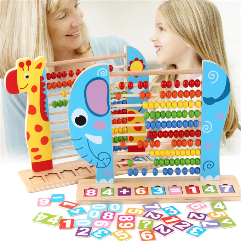 

Wooden Cartoon Animal Abacus Toys Early Math Educational Calculat Bead Counting Intelligence Development Kid Montessori Toy