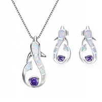 cute dolphin design women pendant alloy necklace earrings jewelry set women birthday gift accessories
