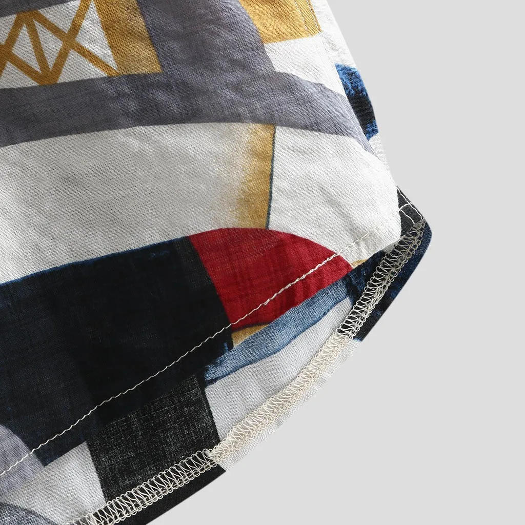 Рубашка Мужская летняя в этническом стиле свободная блузка с коротким рукавом на