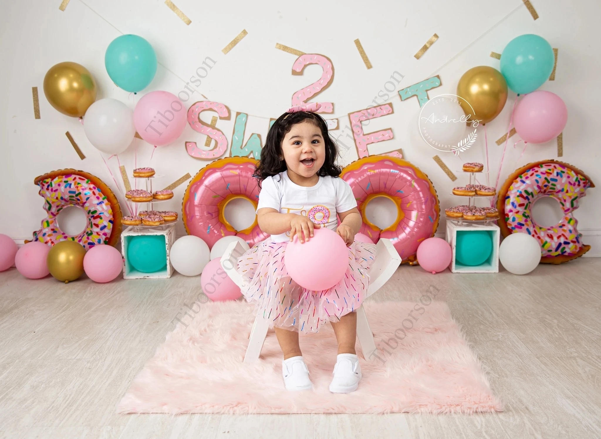 

Baby Shower Donut Photography Backdrops Colorful Balloons Birthday Party Child One Year Old Background Props Photo Studio