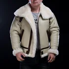 Куртка-бомбер из натуральной овечьей кожи, в стиле милитари