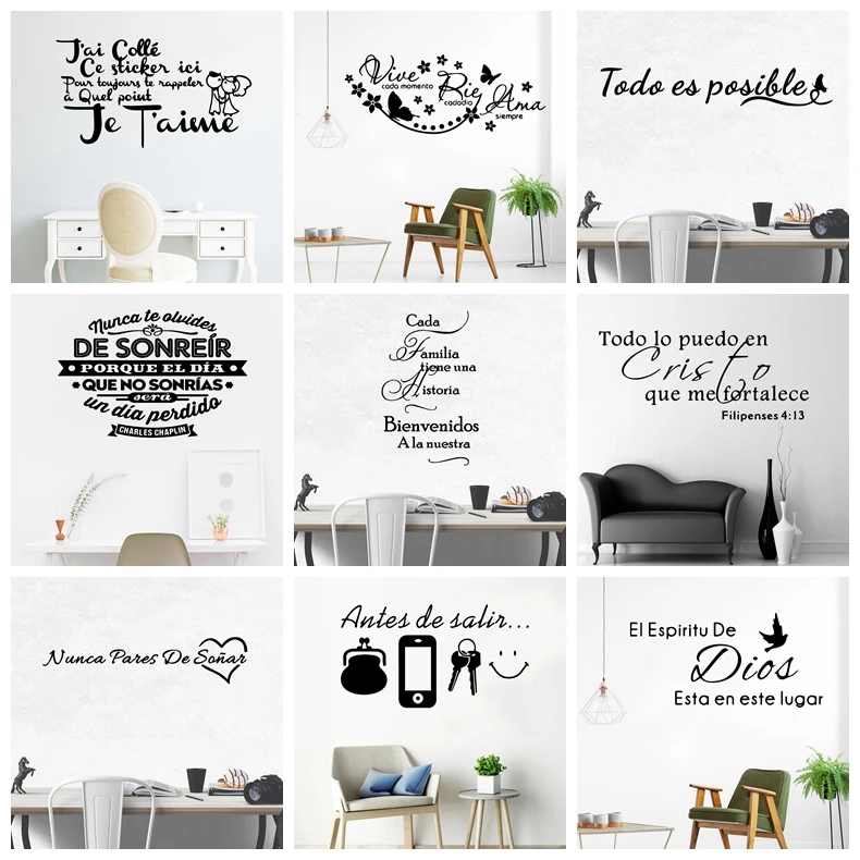 

Spanish French Quotes Sentences Removable Wall Art For Living Room Bedroom Decoration Vinyl Wall Decals