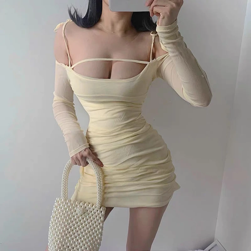 Новое весеннее и летнее платье с открытыми плечами длинными рукавами для женщин