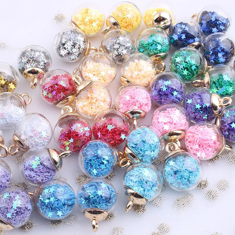 

10Pcs Jewelry Making Accessories Shiny Star Glass Ball DIY Crystal Charms for Jewelry Earrings Necklace Bead Pendant Craft Decor