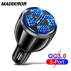 5-разъемное зарядное usb-устройство usb Автомобильное зарядное устройство с функцией быстрой зарядки 3,0 4,0 Универсальный 28 Вт быстрой зарядки в автомобиле мобильный телефон зарядное устройство для samsung s10 iphone 11 7