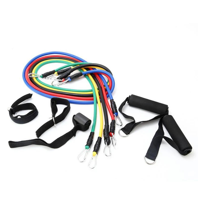 

11Pcs/Set Fitness Elastic Training Expander Resistance Bands Fitness Bands Resistance Gym Equipment Exercise Bands Pull Rope