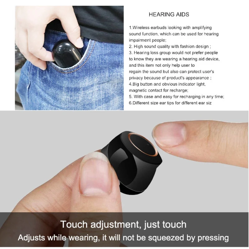 

1Pair Rechargeable Mini ITE Hearing Aids Portable Amplifier Sound Enhancer Wireless Hearing Device For Deaf Elderly Dropshipping