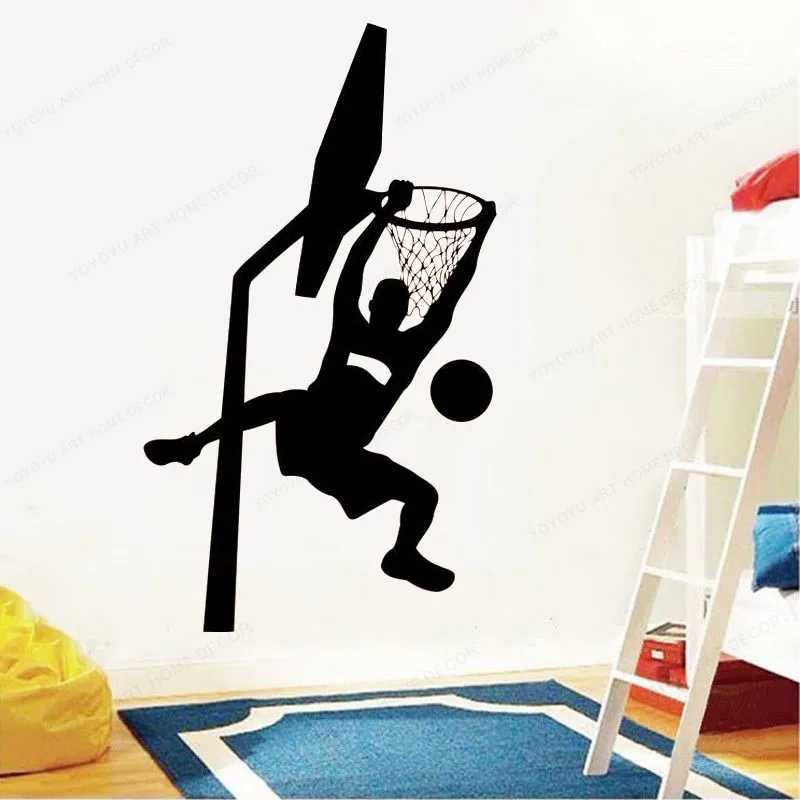 

Basketball Player Wall Sticker Silhouette Slam Dunk Vinyl wall Decal Sports Art Home boys room wall decor JH124